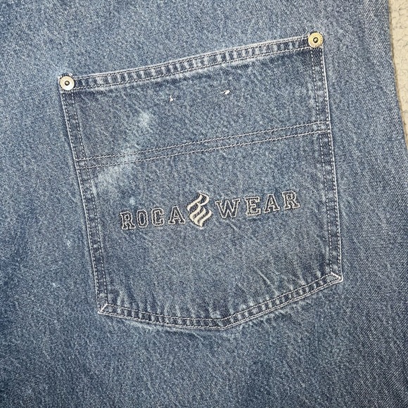 VTG RocaWear Denim Shorts Men's 42(39) x 13 Blue Classic Fit Baggy Y2K Embroider - Picture 5 of 10